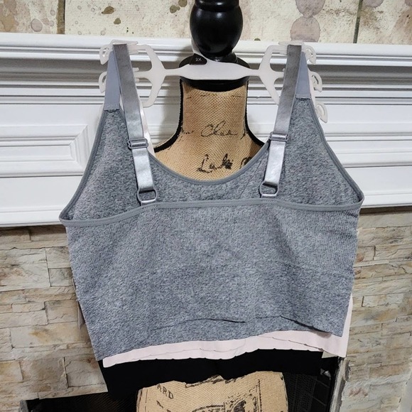 Laura Ashley 3pk longline ribbed active athletic lounge bras bralettes plus size - Picture 8 of 11